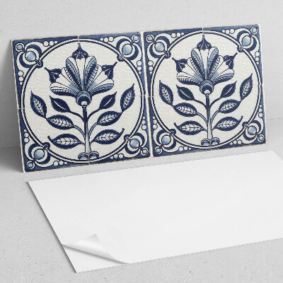 Vinyl wandpaneel Bloemenmotief op de tegel