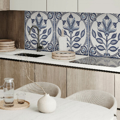 Vinyl wandpaneel Bloemenmotief op de tegel