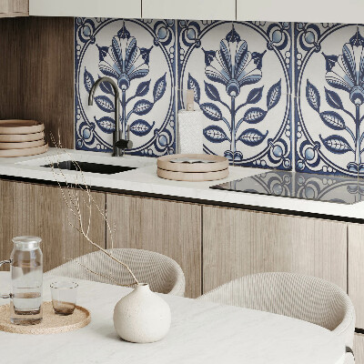 Vinyl wandpaneel Bloemenmotief op de tegel