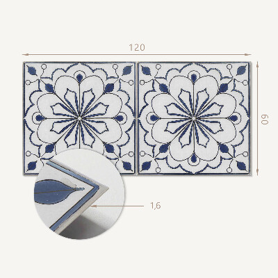 Zelfklevend wandpaneel Bloemmotief in keramische stijl