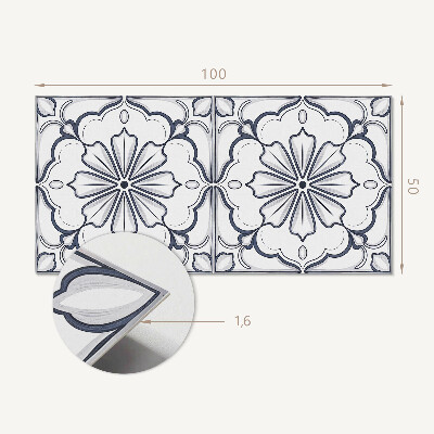 Vinyl wandpaneel Bloemenmotief op de tegel