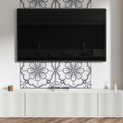 Vinyl wandpaneel Bloemenmotief op de tegel