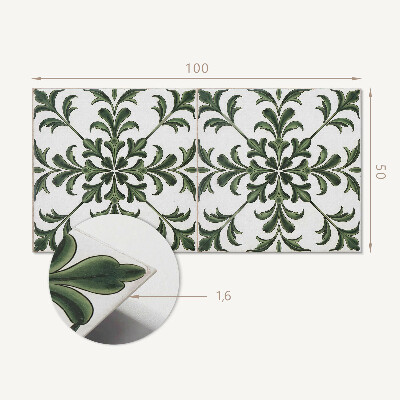 Vinyl wandpaneel Plantenpatroon op keramiek