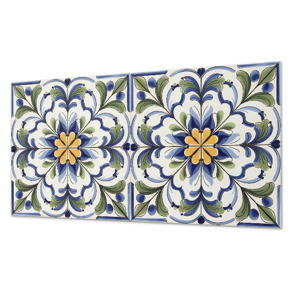 Zelfklevend wandpaneel Bloemmotief in keramische stijl