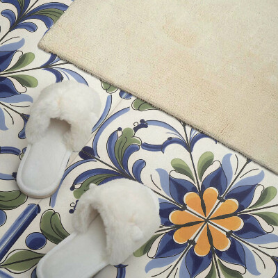 Zelfklevend wandpaneel Bloemmotief in keramische stijl