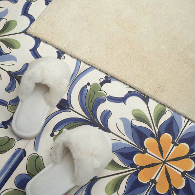 Zelfklevend wandpaneel Bloemmotief in keramische stijl