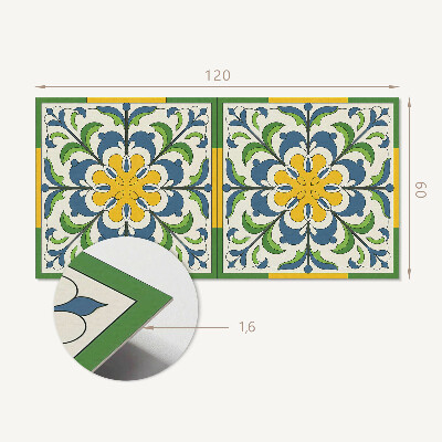 Vinyl wandpaneel Bloemenpatroon met groene bladeren