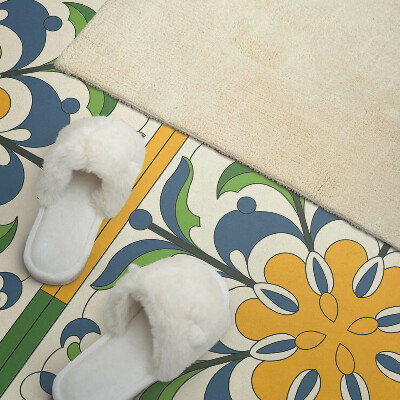 Vinyl wandpaneel Bloemenpatroon met groene bladeren