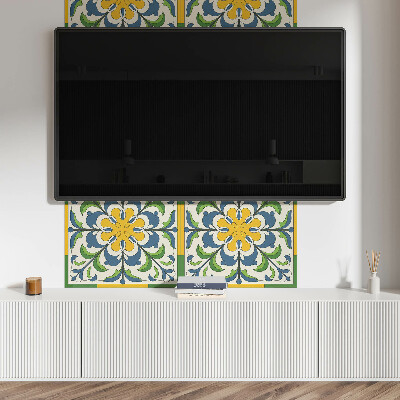 Vinyl wandpaneel Bloemenpatroon met groene bladeren