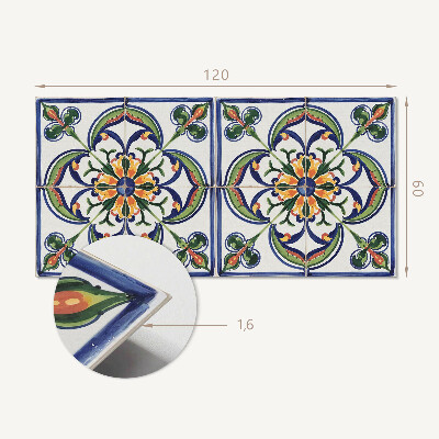 Zelfklevend wandpaneel Bloemenmotief op de tegel