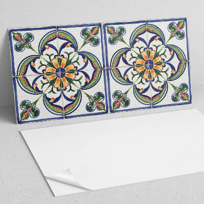 Zelfklevend wandpaneel Bloemenmotief op de tegel