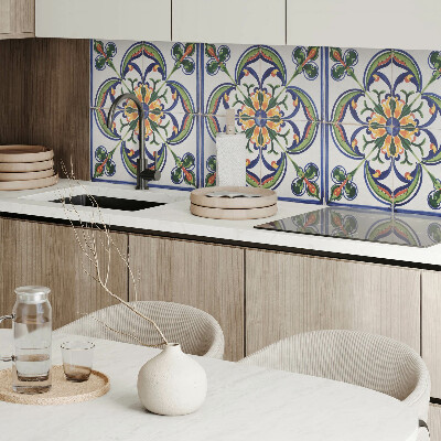 Zelfklevend wandpaneel Bloemenmotief op de tegel