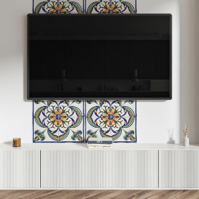 Zelfklevend wandpaneel Bloemenmotief op de tegel