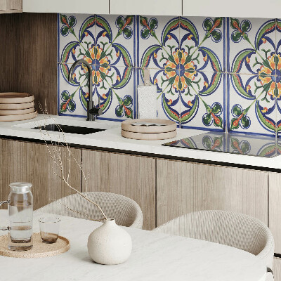 Zelfklevend wandpaneel Bloemenmotief op de tegel