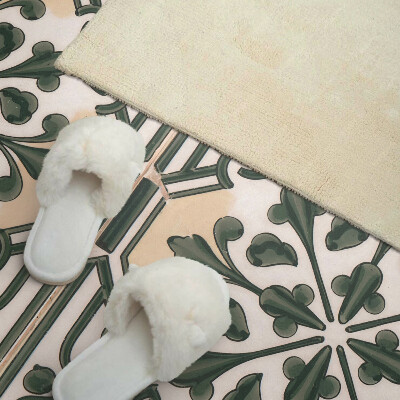 Zelfklevend wandpaneel Plantenmotief op de tegel