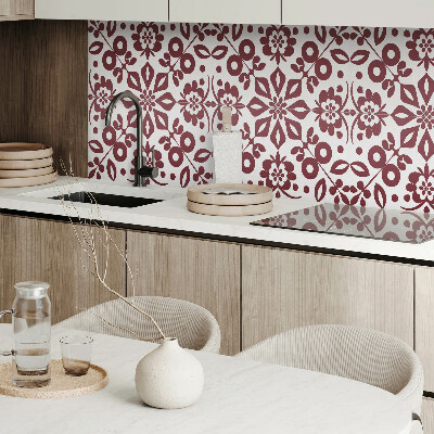 Vinyl wandpaneel Bloemenmotief met groene bladeren