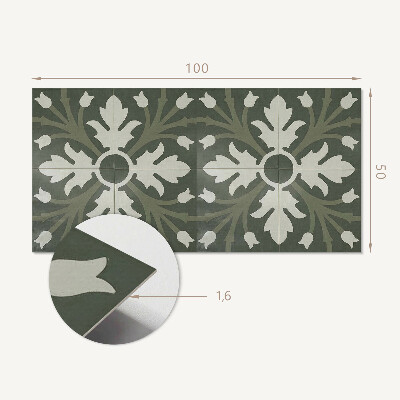 Vinyl wandpaneel Plantenmotief op de tegels