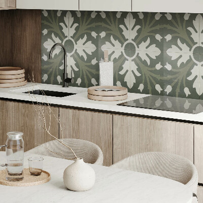 Vinyl wandpaneel Plantenmotief op de tegels