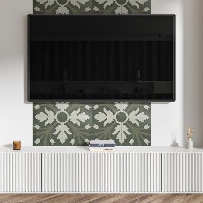 Vinyl wandpaneel Plantenmotief op de tegels