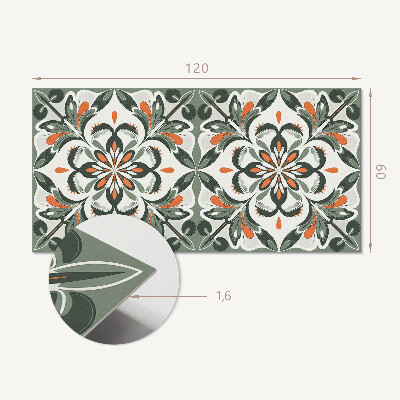 Zelfklevend wandpaneel Bloemenmotief met groene bladeren