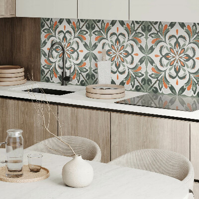 Zelfklevend wandpaneel Bloemenmotief met groene bladeren