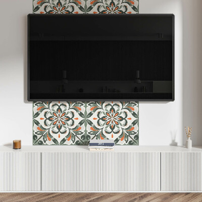 Zelfklevend wandpaneel Bloemenmotief met groene bladeren