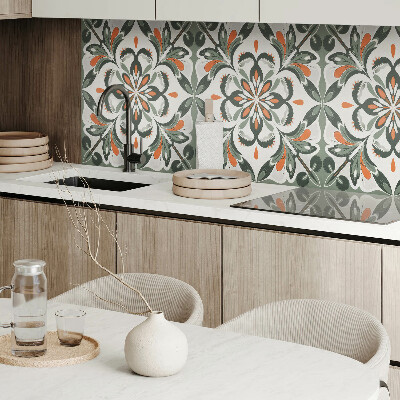 Zelfklevend wandpaneel Bloemenmotief met groene bladeren