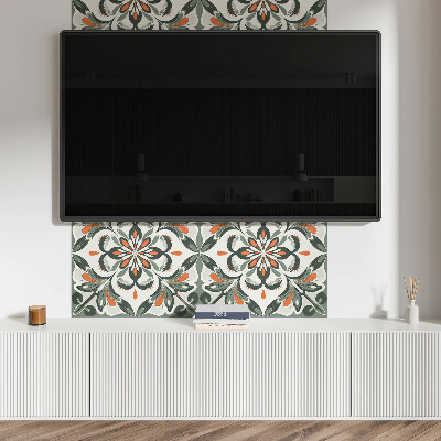 Zelfklevend wandpaneel Bloemenmotief met groene bladeren