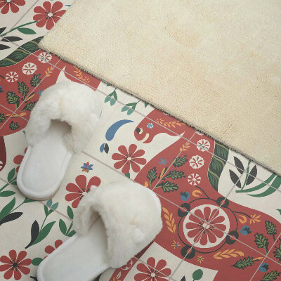 Vinyl wandpaneel Bloemmotief met een paard