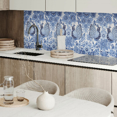 Vinyl wandpaneel Vogels en bloemenmotief