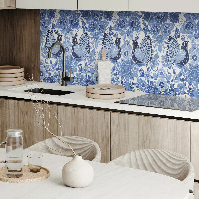 Vinyl wandpaneel Vogels en bloemenmotief