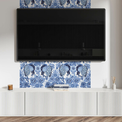 Vinyl wandpaneel Vogels en bloemenmotief