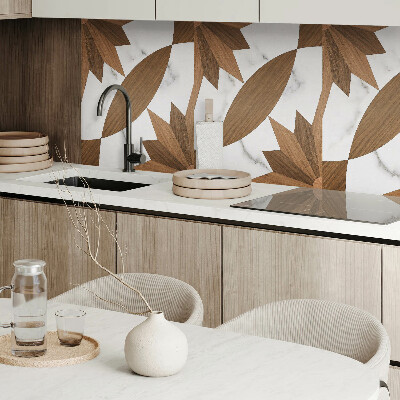 Wandpaneel pvc Geometrische vormen met een houten accent