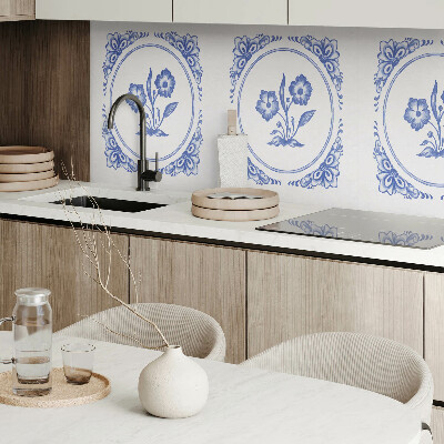 Zelfklevend wandpaneel Bloemenmotief in een cirkel