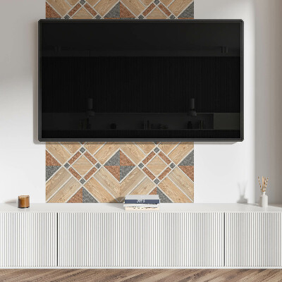 Wandpaneel pvc Geometrisch patroon met natuurlijk hout