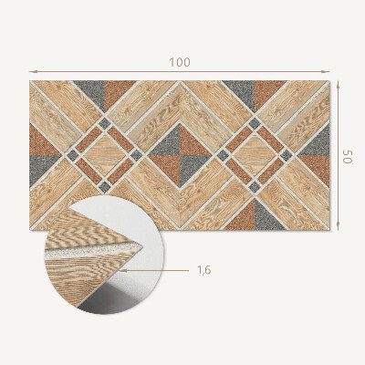 Wandpaneel pvc Geometrisch patroon met natuurlijk hout