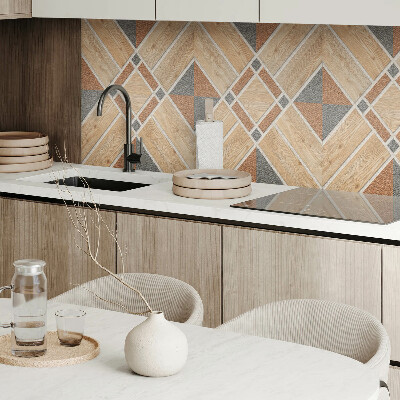 Wandpaneel pvc Geometrisch patroon met natuurlijk hout