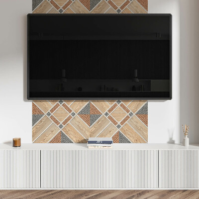 Wandpaneel pvc Geometrisch patroon met natuurlijk hout