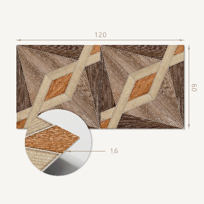 Zelfklevend wandpaneel Geometrisch patroon van natuurlijk hout
