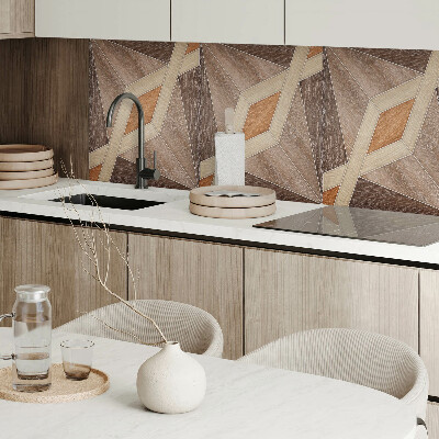 Zelfklevend wandpaneel Geometrisch patroon van natuurlijk hout