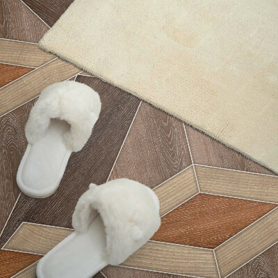 Zelfklevend wandpaneel Geometrisch patroon van natuurlijk hout