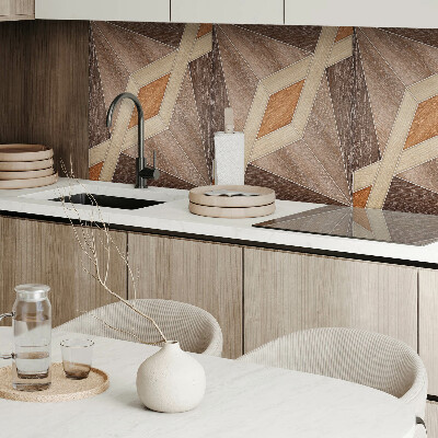 Zelfklevend wandpaneel Geometrisch patroon van natuurlijk hout