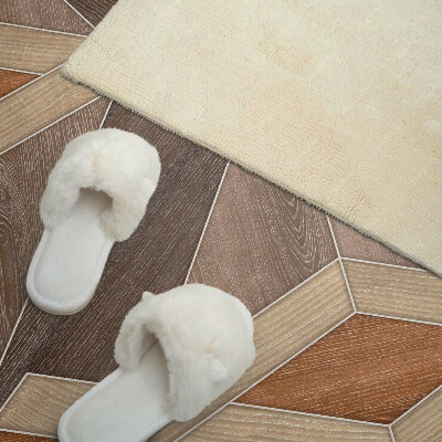 Zelfklevend wandpaneel Geometrisch patroon van natuurlijk hout