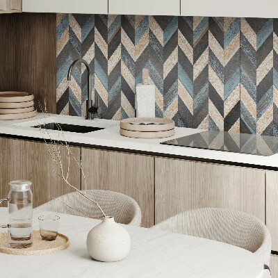 Wandpaneel pvc Zigzagmotief met een houten accent