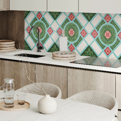 Vinyl wandpaneel Bloemmotief in een ruitarrangement