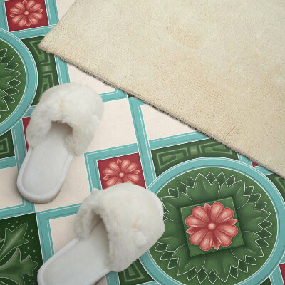 Vinyl wandpaneel Bloemmotief in een ruitarrangement