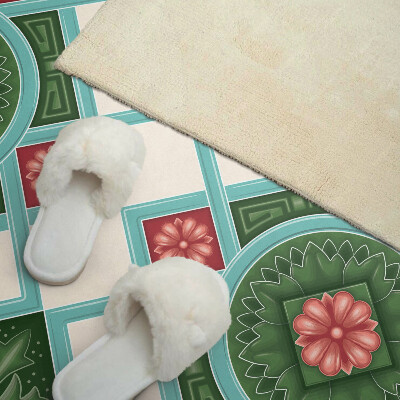 Vinyl wandpaneel Bloemmotief in een ruitarrangement