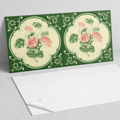 Zelfklevend wandpaneel Bloemenmotief met groene bladeren