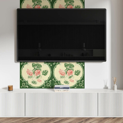 Zelfklevend wandpaneel Bloemenmotief met groene bladeren