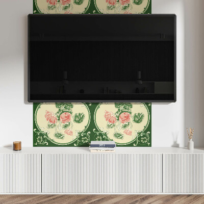 Zelfklevend wandpaneel Bloemenmotief met groene bladeren